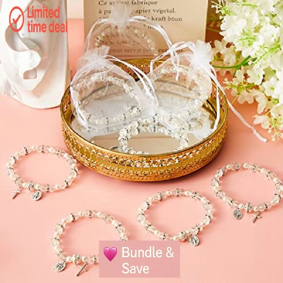 Adjustable Stretch Rosary Bracelets with Mesh Bags, Religious Jewelry Gifts - Picture 5 of 8